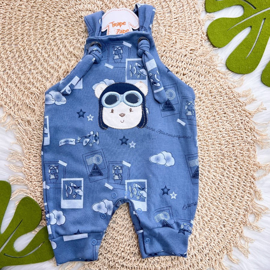 Jardineira Nózinho - Aviador - Azul Jeans Jardineira Nózinho - Aviador - Azul Jeans